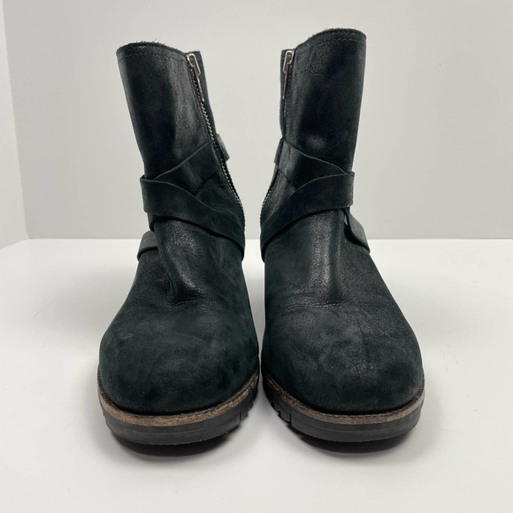 Sorel | Cate Buckle Black Leather Waterproof Block Heel Ankle Boots Booties - Picture 5 of 11